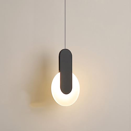 Chandelier suspendu LED 10W en fer design minimaliste noir et blanc pour escalier et chambre