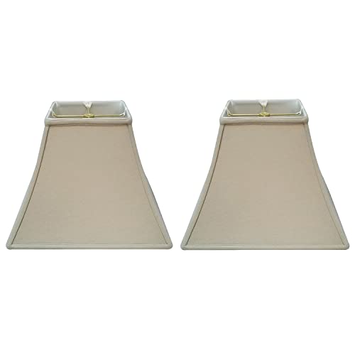 Image of Royal Designs, Inc. Regal Series Square Bell Lamp Shade, 7 x 14 x 11.5, Linen Beige, Set of 2