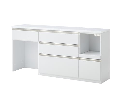 キッチンカウンター 180cm幅 ゴミ箱 完成品 間仕切り 食器棚 ロータイプ キッチン 棚 収納 引出し ダストボックス ワークス