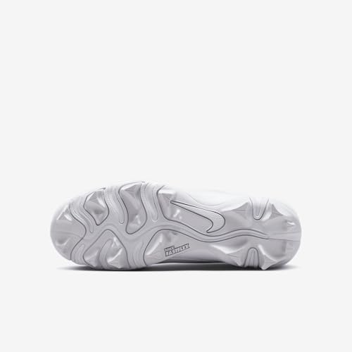 Nike Alpha Menace 4 Shark Big Kids' Football Cleats (FQ4012-101, White/Metallic Silver) Size 2.5