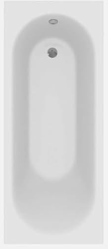 Modern Bathroom Single & Double Ended Straight Bath Gloss White Acrylic Bathtub End Side Panel Options (Curved Single End 1700 x 700mm)