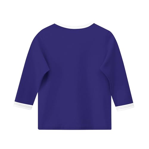 Boys Girls Tops 3/4 Sleeve Shirts Round Neck Loose Casual Tshirts Color Block Summer Tees3