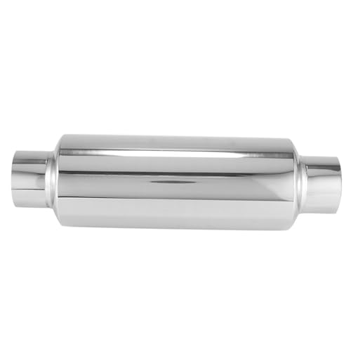 Silenciadores de coche Silenciador de escape para automóvil, resonador universal acero inoxidable con entrada 2,5 pulgadas, silenciador 12 largo