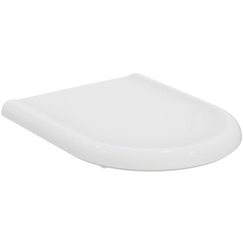 Ideal Standard Clodia Sedile WC, forma arrotondata, Sedile del water resistente, incluso set di cerniere per una facile installazione, in robusto duroplast – Bianco italiano (355x445x45 mm)