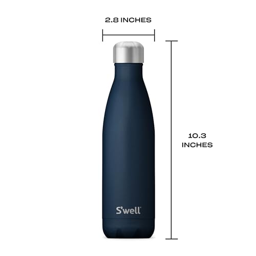 S'well Stainless Steel Water Bottle, 17oz, Azurite, Triple Layered Vacuum Insulated Containers Keeps Drinks Cold for 36 Hours and Hot for 18, BPA Free, Perfect for On the Go