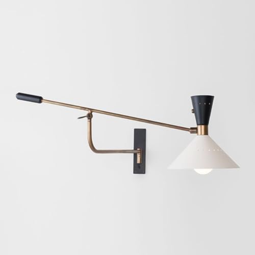 Lampada da Parete Regolabile con Braccio Girevole E27, Illuminazione da Parete Vintage Industriale, Lampada da Comodino con Braccio Lungo Estensibile, Lampada da Letto con Braccio Regolabile Nera