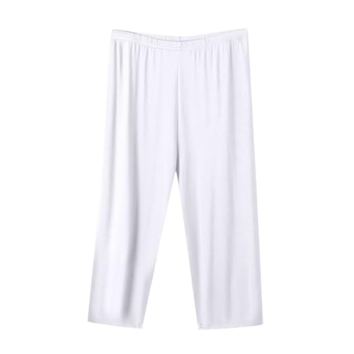 Petite Pants for Women Plus Size Elastic Waist Casual Capri Pants Summer Loose Pajamas Cropped Trouser Loungewear