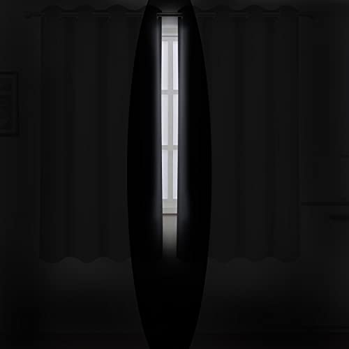 Image of LEMOMO Black Thermal Blackout Curtains /52 x 72 Inch /Set of 2 Panels Room Darkening Curtains for Bedroom