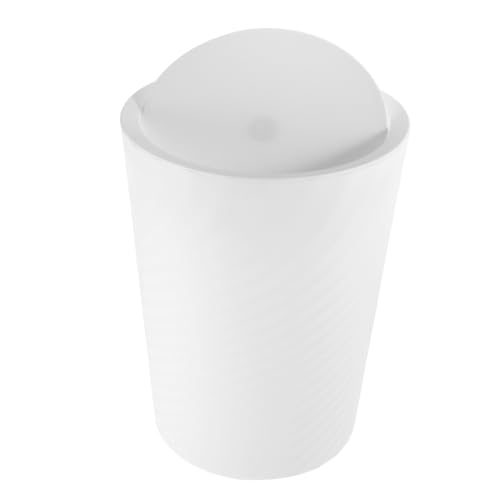 FONDOTIN Small Plastic Trash Can Lid Bathroom Wastebasket Bin Office Bedroom Waste Basket