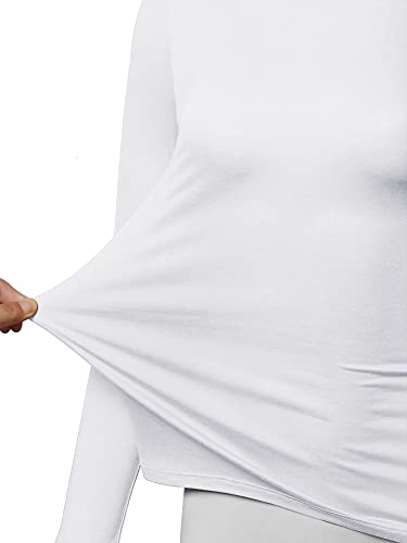 Image of STARJJ Womens Basic Stretch Slim Fitted Underscrubs Layer Long Sleeves Pullover Turtleneck Top