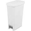 Sterilite 10588004 Slim Stepon Wastebasket, White, 11 Gallon