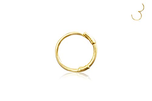14K Solid Gold Jewelry 10mm Open Round Circle Tragus Cartilage Snug Inner Outer Conch Daith Helix Ear Segment Clicker Huggie Hoop Ring Piercing Earring For Women