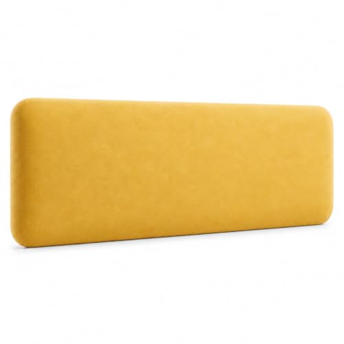Angelo – Cojín de pared – Paneles de pared 3D cama – Cojín de pared amarillo claro, 110 x 50 cm