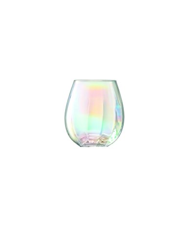 LSA International Pearl Tumbler 425ml Mother of Pearl | Set of 4 | Mouthblown & Handmade Glass | Hand Painted | PE01