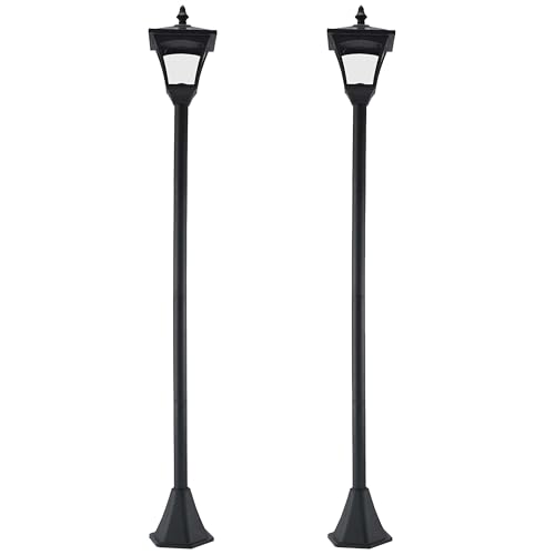 Outsunny Set 2 Lampioncini Solari da Esterno, Lampade da Giardino a Energia Solare Impermeabili IP44, 15x15x120 cm, Nero