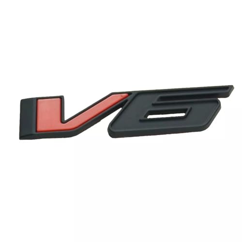 Image of 1pc V6 Emblem Fit for 2017-2021 Truck Badge 3D Nameplate Sticker 23349280 (Matte Black Red)