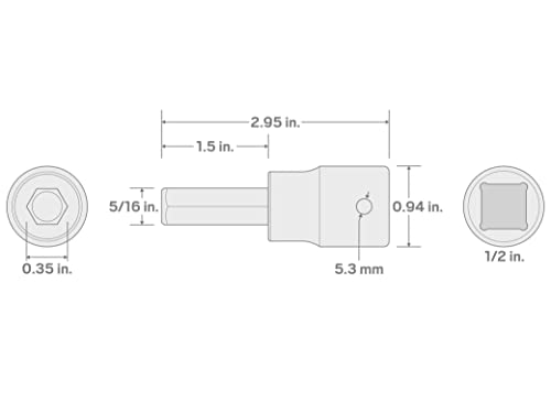 Image of TEKTON 1 /2 Inch Drive x 5 /16 Inch Hex Impact Bit Socket | SIB22208 (Pack of 2)