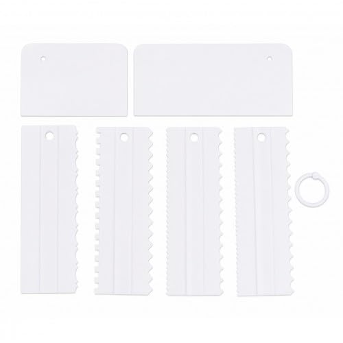6Pcs Cake Icing Spatula Set, 2 Straight & 4 Patterned, PP, Easy Clean