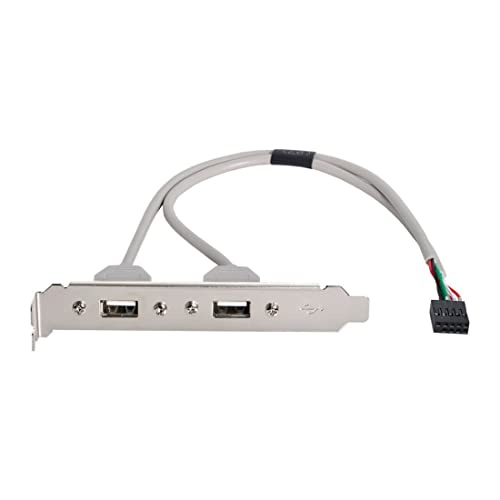 ChenYang CY 2 Port USB 2.0 Type A Female Screw to USB 2.0 9 Pin Motherboard Header Cable with Bracket, Cable 120mm PCI Bracket