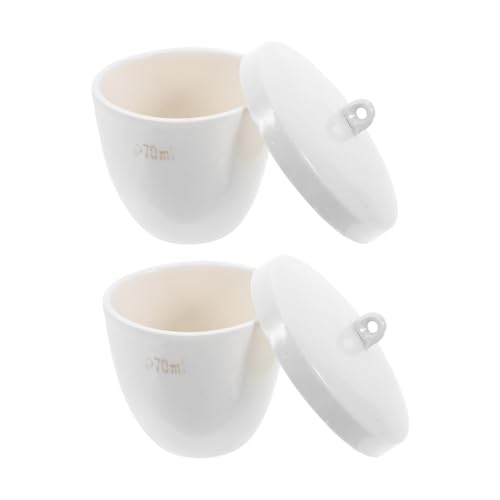 DIYEAH 2 Pièces Creuset Céramique avec Couvercle Creuset Porcelaine pour Expériences de Laboratoire pour Réactions Chimiques et Analyses Précises