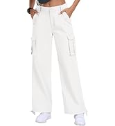 MoFiz Womens Cargo Pants 6 Pockets Baggy Streetwear Wide Leg High Waisted Casual Hiking Pants Out...