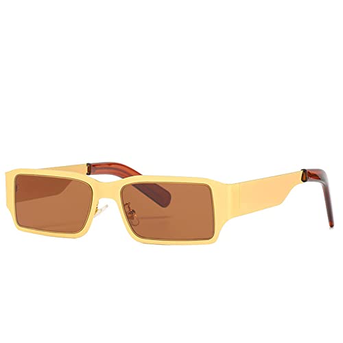 Lunettes de soleil pour hommes rectangle en métal mode carrées vintage C2