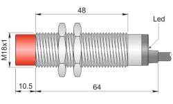 SI18-CE8 PNP NO | I18000097 | AECO UNSHIELDED INDUCTIVE Sensor 18MM Dia 10-30VDC PNP N/O