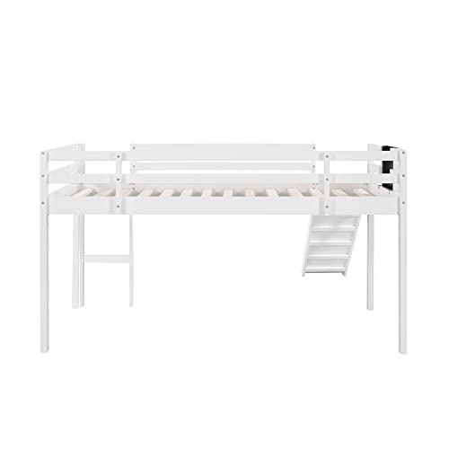 Glchq Multifunctional Design Solid Wood Twin Kids Loft Bed With Slide For Boys & Girls Bedroom (White With Chalkboard) #TOP4