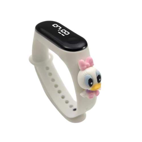 Truvic Fashionable Kids Waterproof White Light LED Band Watch with Date & Time Display (Cartoon May Vary) (White Duck)