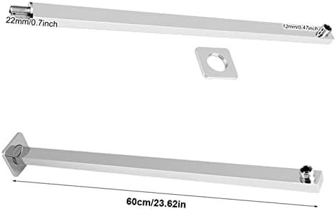 Braccio doccia 60, cromato quadrato, braccio per doccia, braccio di estensione, per il bagno, braccio di prolunga, 1 m, tubo doccia quadrato in acciaio inox