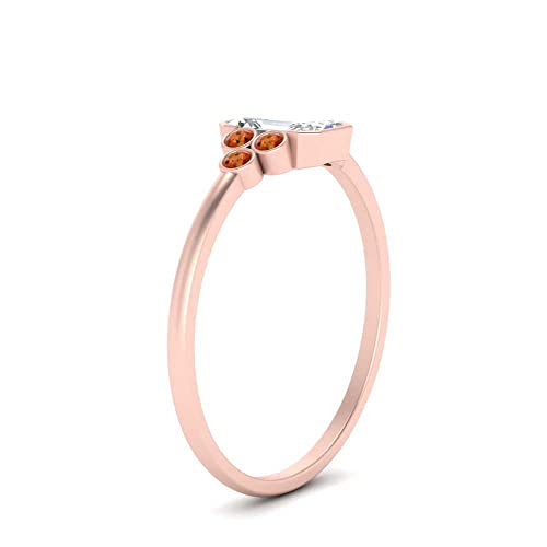 Image of Choose Your Gemstone Bezel Set Petite Diamond CZ Ring Rose Gold Plated Emerald Shape Petite Engagement Rings Everyday Jewelry Wedding Jewelry Handmade Gifts for Wife US Size 4 to 12