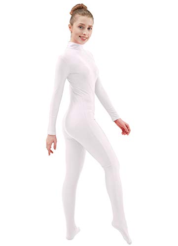 Ensnovo Womens Spandex Zentai Suits One Piece Footed Unitard White,Xl #TOP4