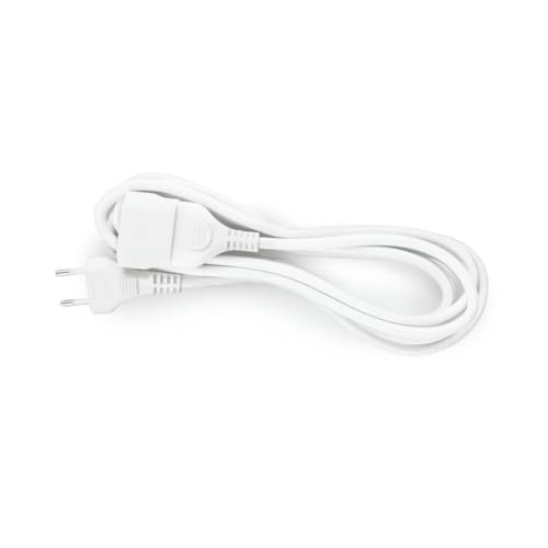 Alargador eléctrico Blanco 3 Metros Manguera 2x1 mm² con Clavija Plana y Base con Pozo Cable Flexible 3680W