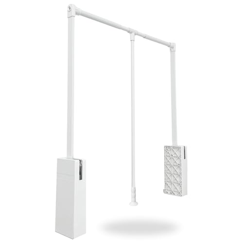 Appendiabiti EVOHANGER Saliscendi per Armadio – Servetto Organizzatore Guardaroba ad Alta Portata 15 kg con Tecnologia Oleodinamica e Movimento Facilitato (Bianco, Grande)
