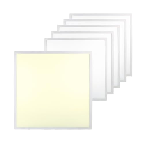 LUXULA 6x LED Panel 62x62cm Rasterleuchte - 36W 3600lm - 3000K Warmweiß - flimmerfrei - mit Netzteil 230V - LED Deckenleuchte für Rasterdecke - Einlegeleuchte Büroleuchte Gewerbe