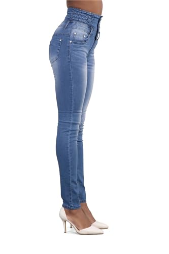 Andongnywell Flare Jeans Women High Rise Stretchy Skinny Jeans Butt Lifting Slim Fit Denim Pants Multiple Buttons Trouser3