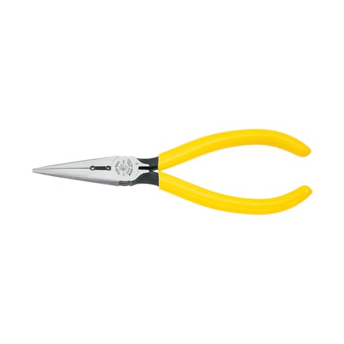 Klein Tools D203-6H2 Long Nose Side-Cutter Stripping Pliers, Induction Hardened and Heavier for Increased Cutting Power, 6-Inch