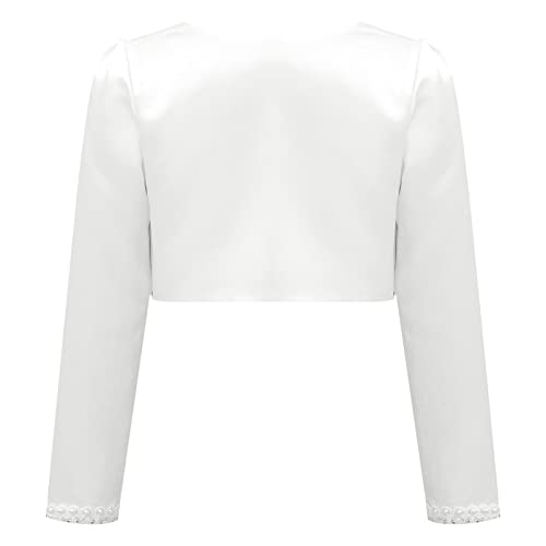 Kids Girls Pearls Sequins Bolero Open Front Long Sleeve Cropped Cardigan Birthday Evening Party Dress Cover Up2