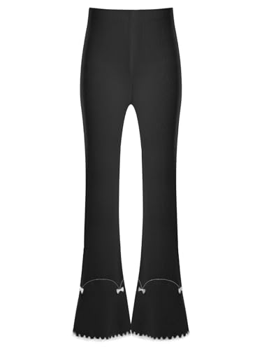 Kids Girls Cotton Flared Leggings Toddlers Ribbed Knit Ruffle Yoga Pants Elastic Waist Soft Bell Bottoms3