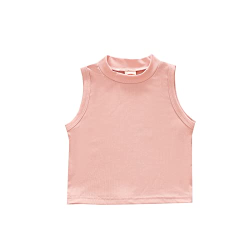 Girls' Undershirts, Kids Toddler Baby Girls Spring Summer Solid Cotton Sleeveless T Shirt Tops Vest (Pink, 2-3 Years)