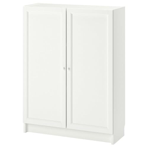 ProTuning BILLY/OXBERG - Estantería para salón con puertas, 80 x 30 x 106 cm, color blanco, mueble de almacenamiento