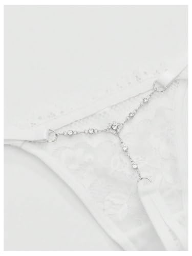 Image of RoseSeek Women's Sparkling Butterfly Chain Underwear Low Rise Cheeky G String Panty