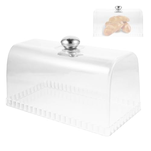 FONDOTIN Transparenter Rechteckiger Kuchendeckel aus Robustem Kunststoff mit Edelstahlgriff Staubgeschützte Backwarenhaube für Kuchen Desserts und Snacks Hygienische Präsentationsabdeckung