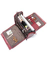 Travel Makeup Bag, Brenice Embossed Flower Handbags Vintage Large Capacity Leather Bohemian Shoulder Bag Red 12.2''x 5.71''x 11.42''(LxWxH)