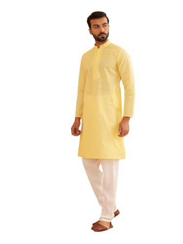 Image of Sojanya (Since 1958 Motifs Embroidered Thread Work Pure Cotton Straight Kurta With Churidar