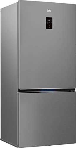 Beko RCNE720E4VZXPN freistehende Kühl-Gefrierkombination, großer Kühlschrank, 615 l, NoFrost, Smooth Fit: 90 Grad Türöffnung, 3 Gefrierschubladen, 0°C-Zone, HarvestFresh, Edelstahl-Look