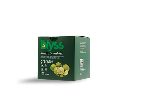 Blyss Granulated Monk Fruit Sweetener with Erythritol Packets (100 Sticks) - Zero Glycemic Index, Low Carb, Low Calorie, Sugar-Free, Keto & Diabetic Friendly, Non-GMO