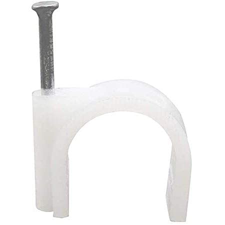 Single Nail Pipe Cable Clip Wire Fastener, Circle Cable Clips with Metal Nails, Cord Tie Holder Clamp Cable Protector -(100Pcs White) (16MM)