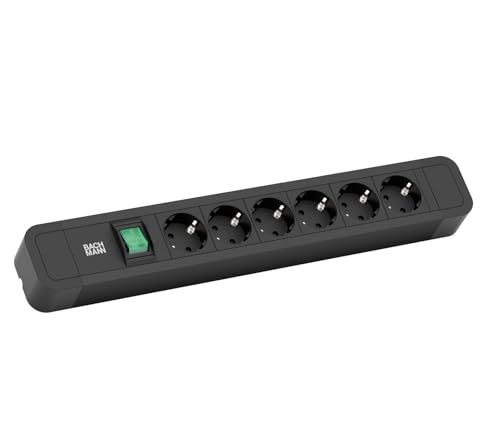 Multiprise Bachmann Primo 2 en aluminium 6 prises noir 2 m