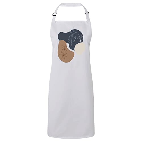 Tablier de cuisine blanc cottagecore à motifs plantes rustiques et fleurs